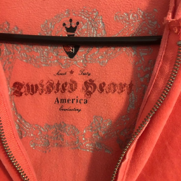 Twisted Heart pink/coral hoody Size M - Picture 3 of 5